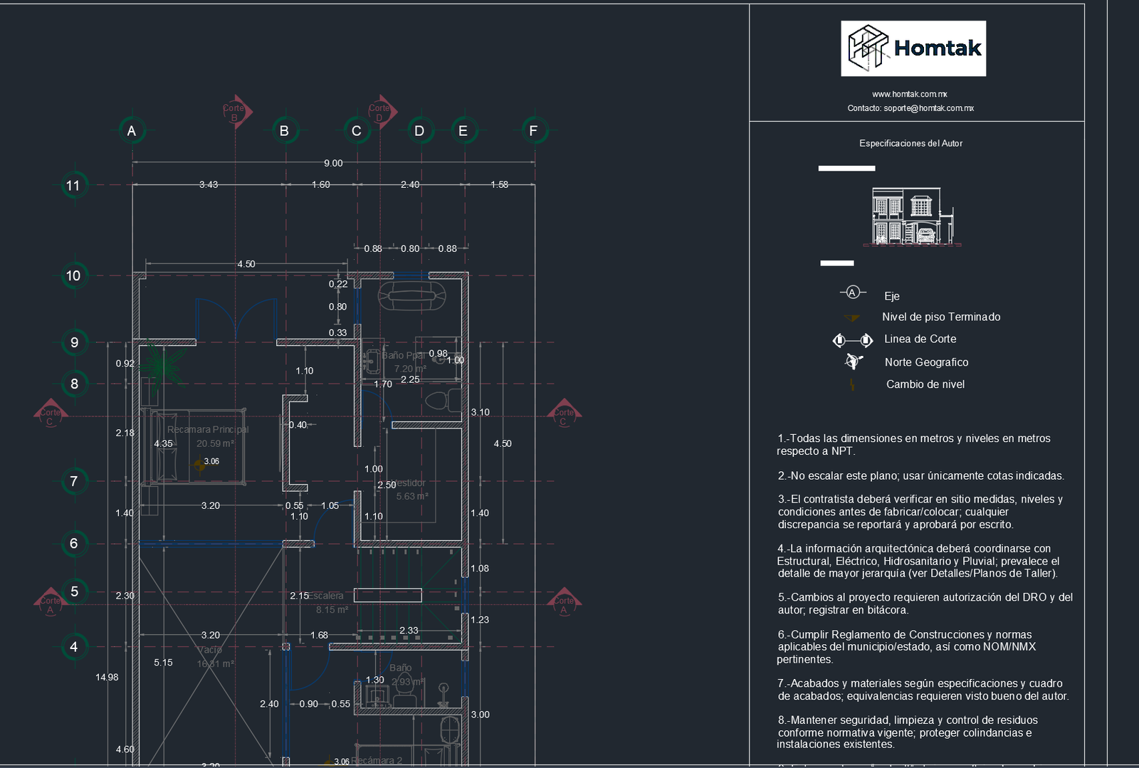 Archivo DWG editable organizado por capas